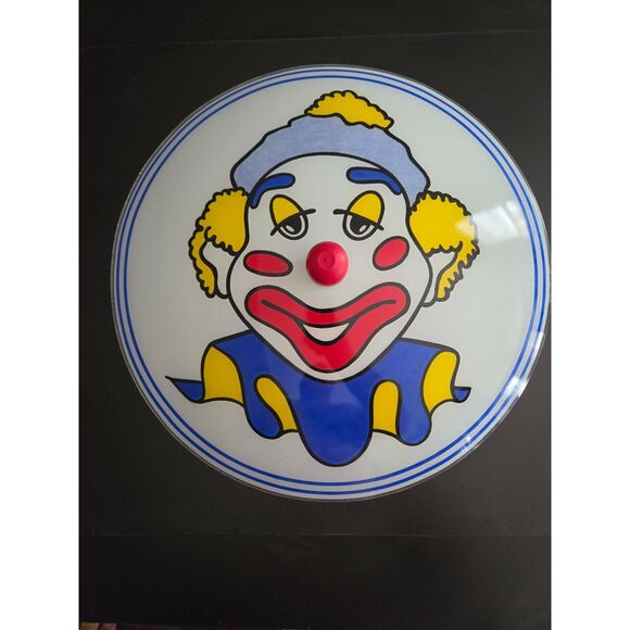Clown Glass Ceiling Light Circus Clown Light Shade 14.5" w/Red Nose Retro Decor - Picture 2 of 11